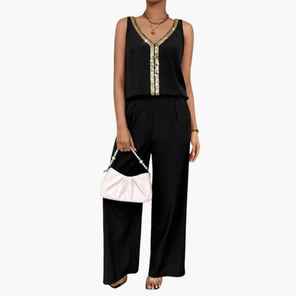 Danica | Women’s Sleeveless V-Neck Wide-Leg Jumpsuit