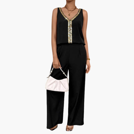 Danica | Women’s Sleeveless V-Neck Wide-Leg Jumpsuit