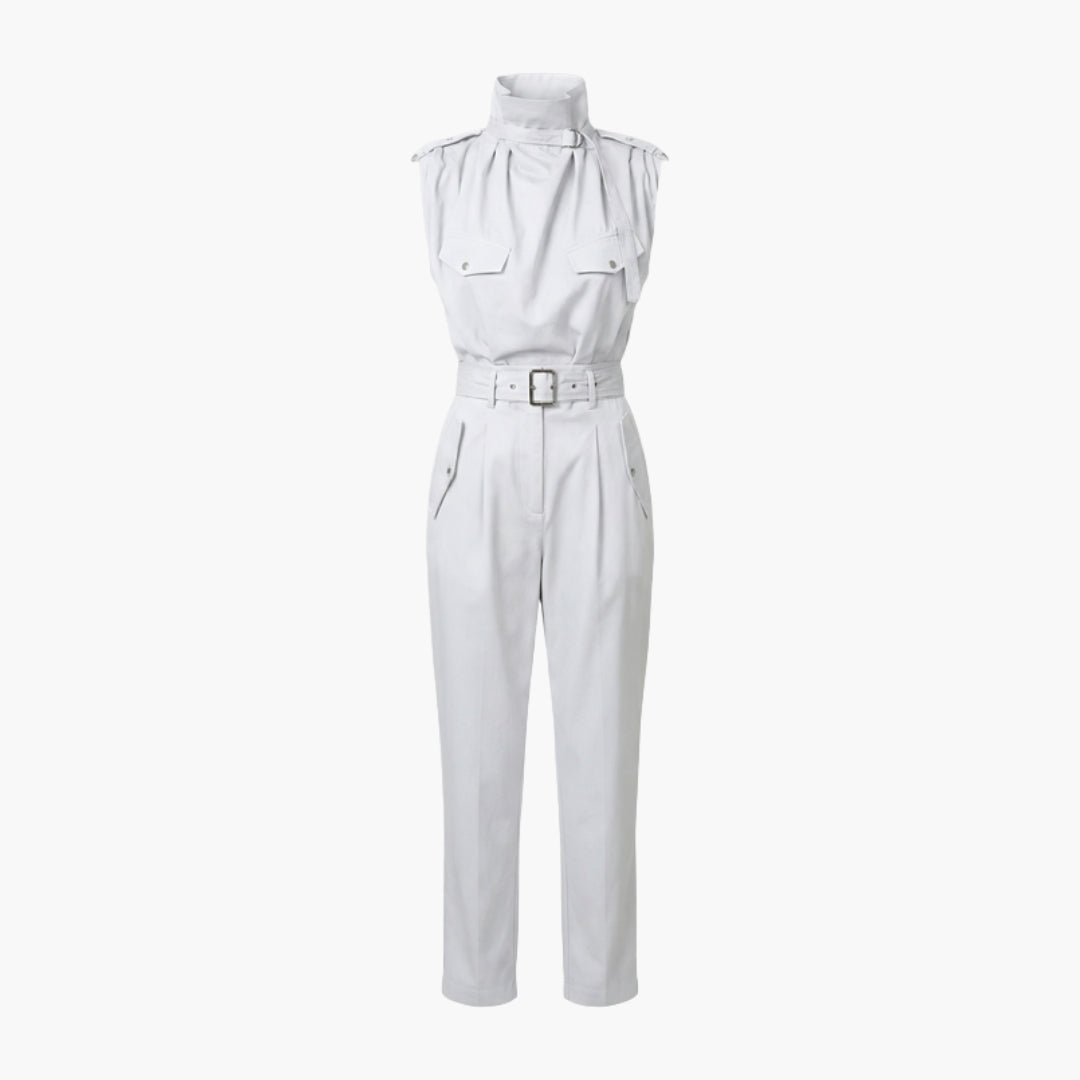 Bianca | Women’s Sleeveless High Neck Belted Utility Jumpsuit