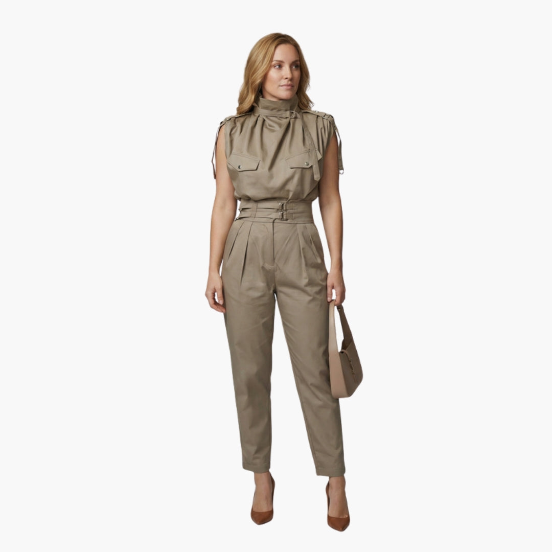 Bianca | Women’s Sleeveless High Neck Belted Utility Jumpsuit