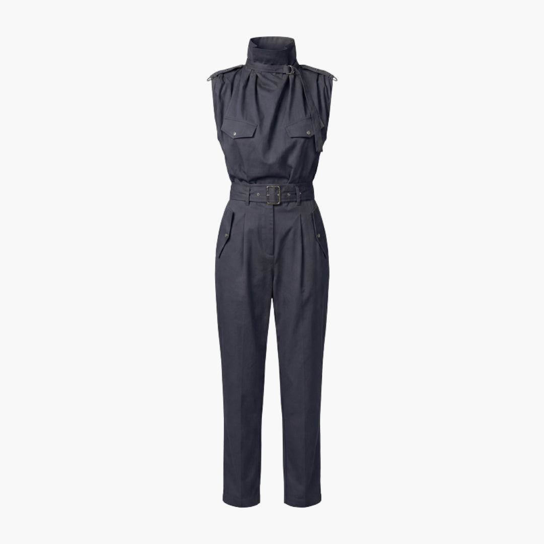 Bianca | Women’s Sleeveless High Neck Belted Utility Jumpsuit