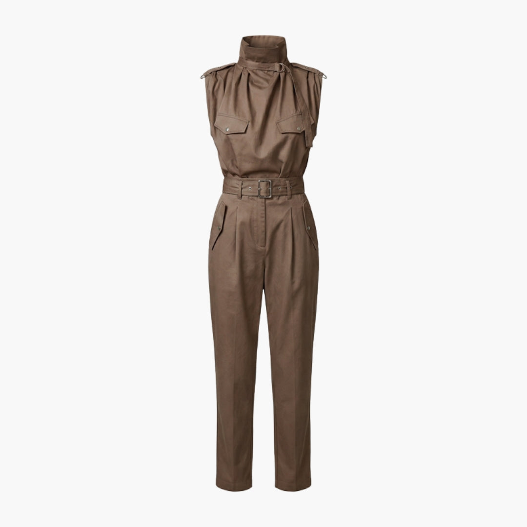 Bianca | Women’s Sleeveless High Neck Belted Utility Jumpsuit