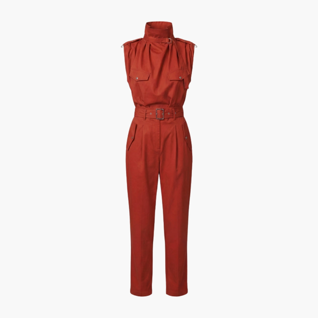 Bianca | Women’s Sleeveless High Neck Belted Utility Jumpsuit