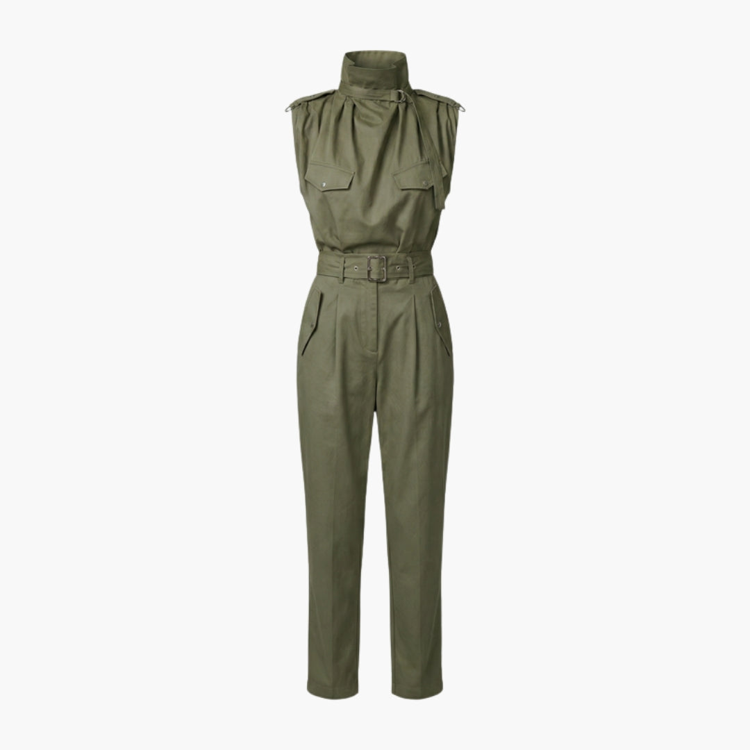 Bianca | Women’s Sleeveless High Neck Belted Utility Jumpsuit