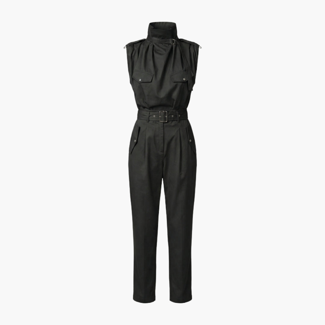 Bianca | Women’s Sleeveless High Neck Belted Utility Jumpsuit