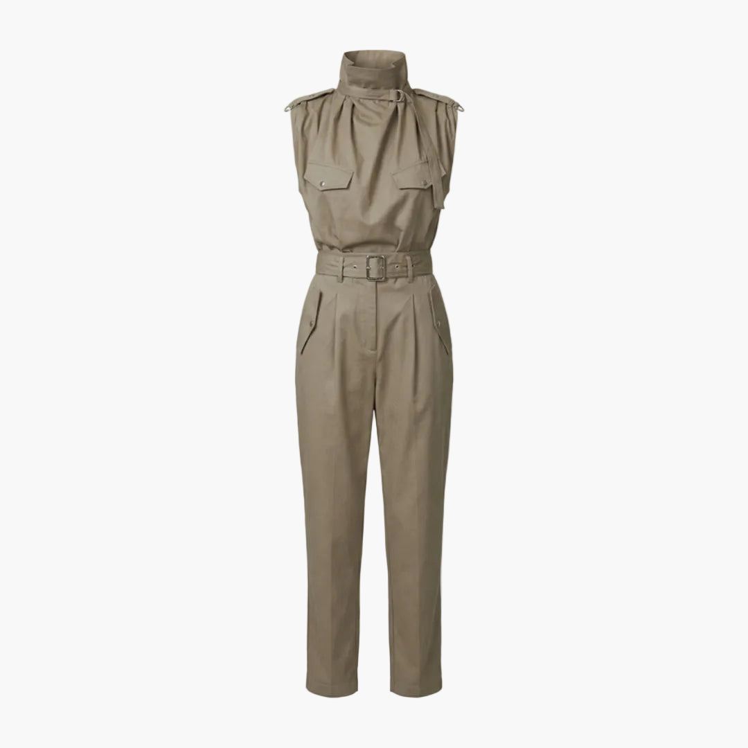 Bianca | Women’s Sleeveless High Neck Belted Utility Jumpsuit