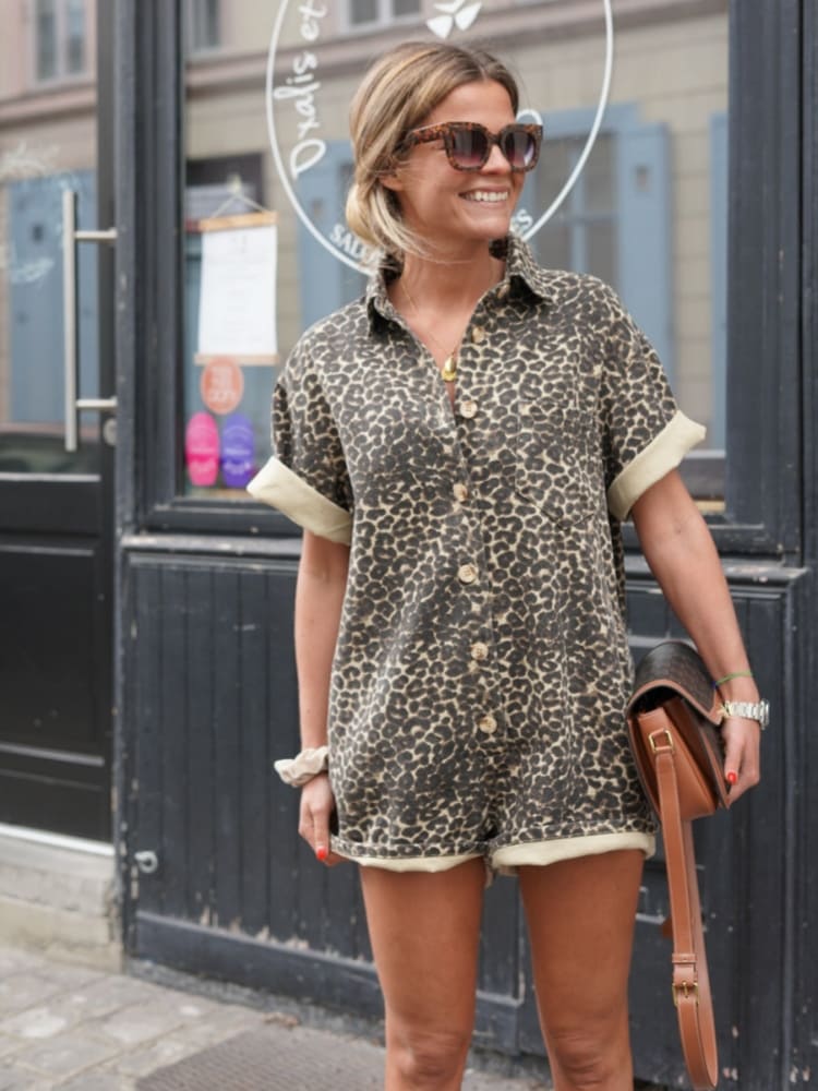Esme | Leopard Print Casual Shirt Romper