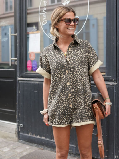 Esme | Leopard Print Casual Shirt Romper