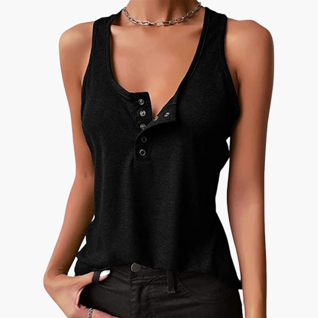 Jordyn | Women’s Sleeveless Button Front Sports Tank Top