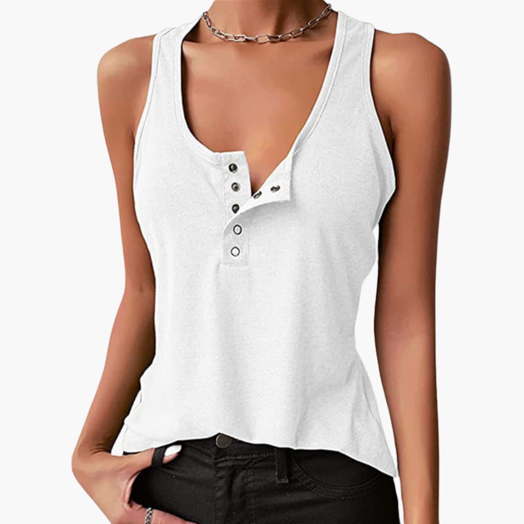 Jordyn | Women’s Sleeveless Button Front Sports Tank Top