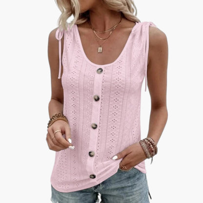 Sabrina | Women’s Sleeveless Button Front Ribbed Top