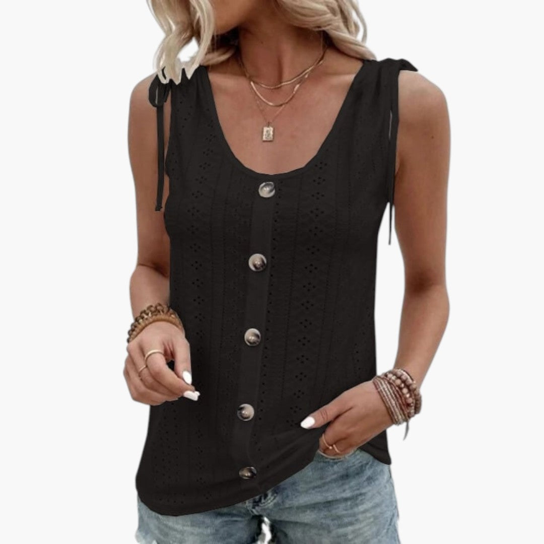 Sabrina | Women’s Sleeveless Button Front Ribbed Top