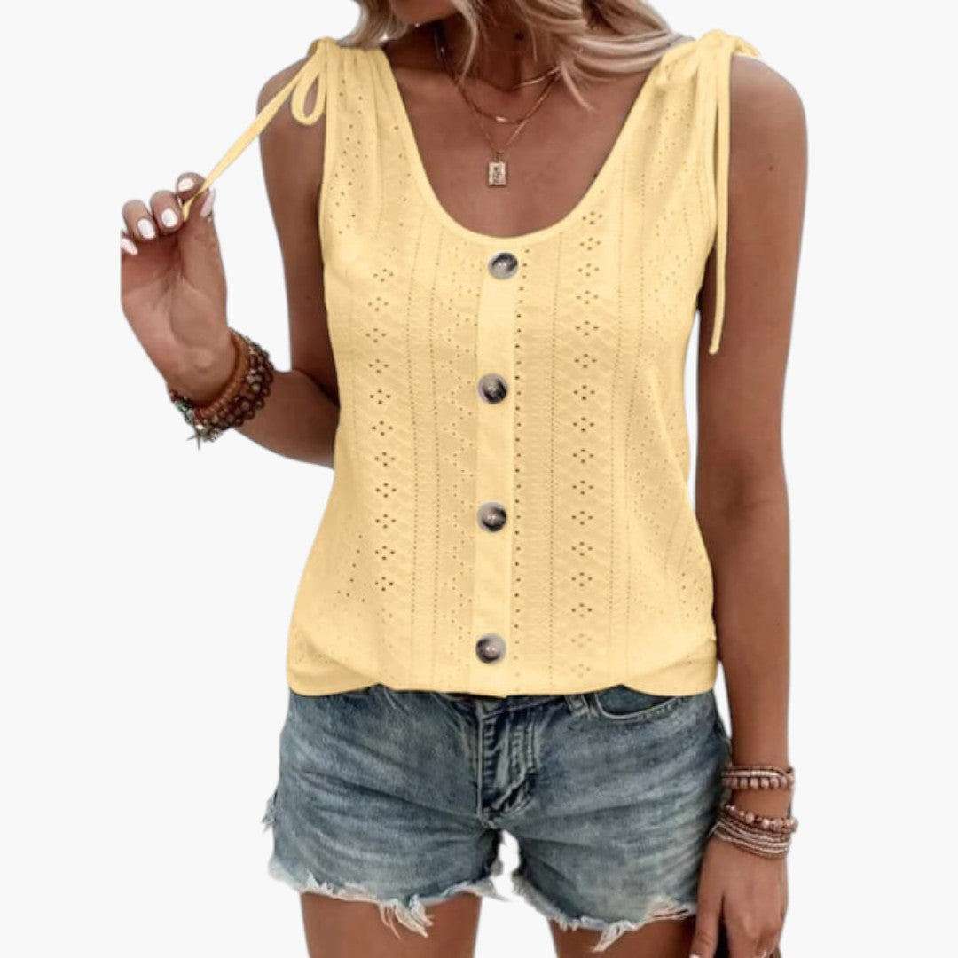 Sabrina | Women’s Sleeveless Button Front Ribbed Top