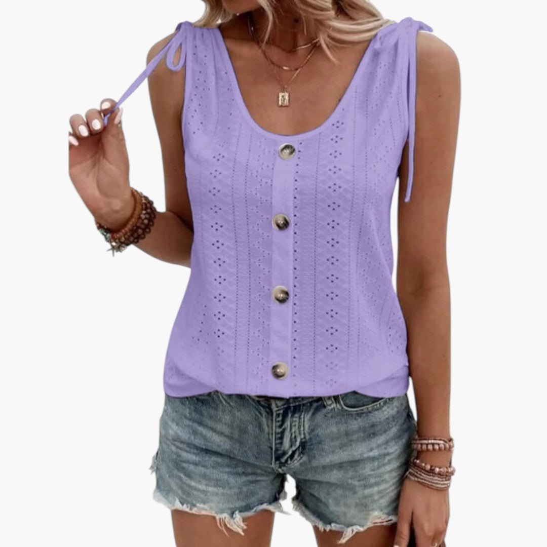 Sabrina | Women’s Sleeveless Button Front Ribbed Top