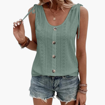 Sabrina | Women’s Sleeveless Button Front Ribbed Top