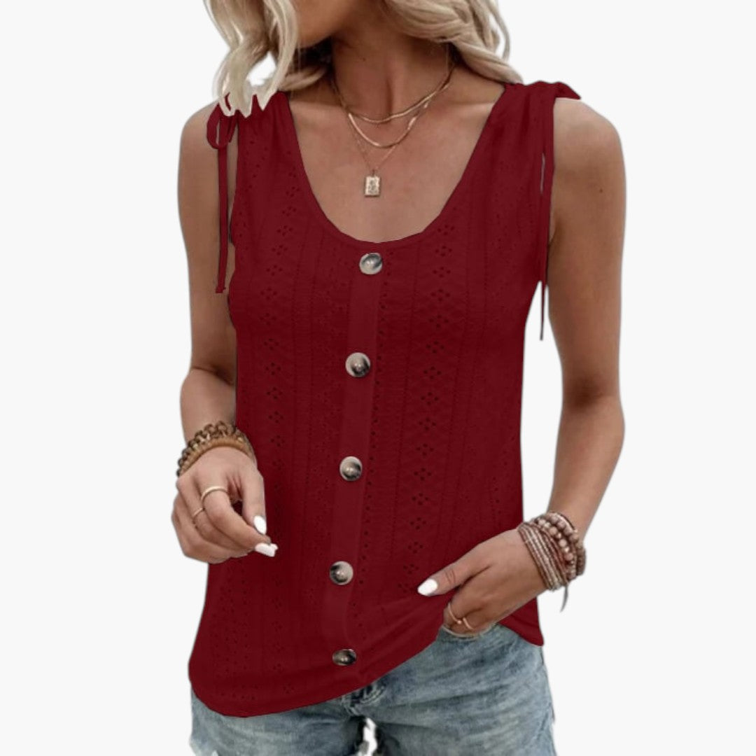 Sabrina | Women’s Sleeveless Button Front Ribbed Top