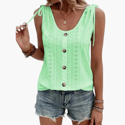 Sabrina | Women’s Sleeveless Button Front Ribbed Top