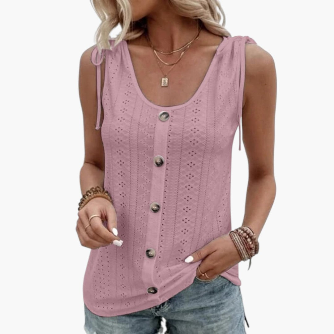 Sabrina | Women’s Sleeveless Button Front Ribbed Top