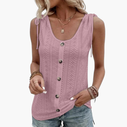 Sabrina | Women’s Sleeveless Button Front Ribbed Top