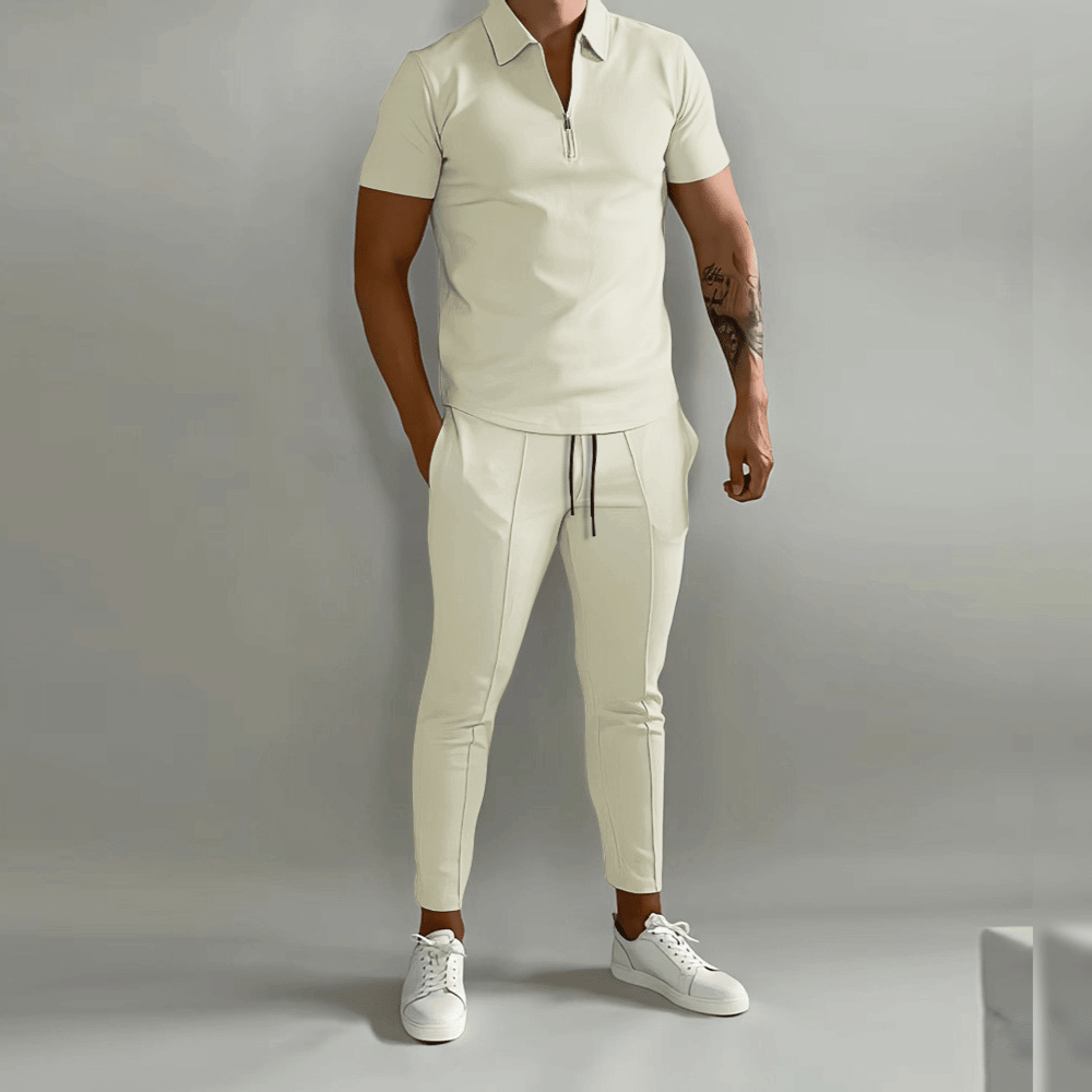 Jaxon | Men’s Zip Polo Shirt and Tapered Pants 2-Piece Set