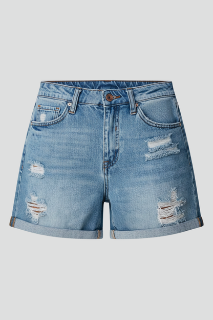 Hazel | Women’s Distressed Frayed Hem Denim Shorts