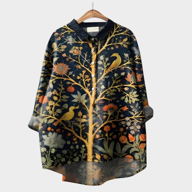 Kinsley | Women’s Artistic Print Button Up Blouse
