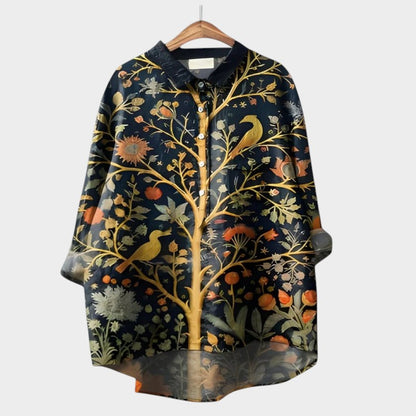 Kinsley | Women’s Artistic Print Button Up Blouse