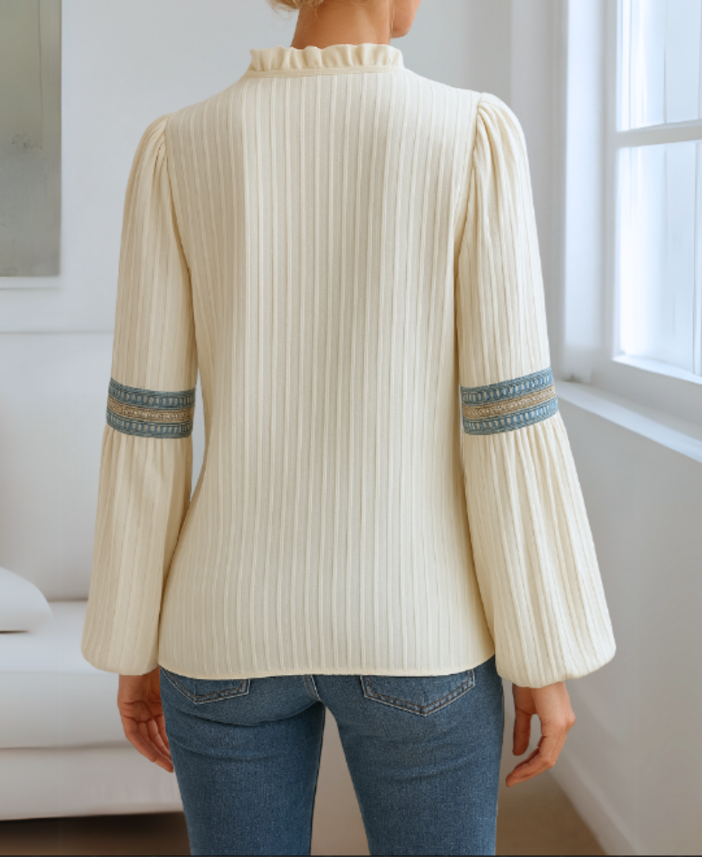 Eleri | Women’s Vintage V-Neck Embroidered Blouse