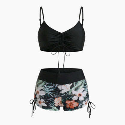 Hailey | Women’s Floral High-Waisted Two-Piece Bikini Set with Tie-Side Shorts