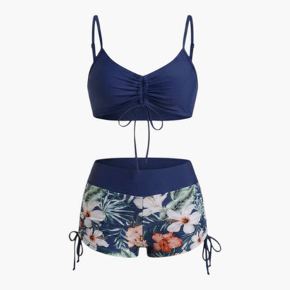 Hailey | Women’s Floral High-Waisted Two-Piece Bikini Set with Tie-Side Shorts