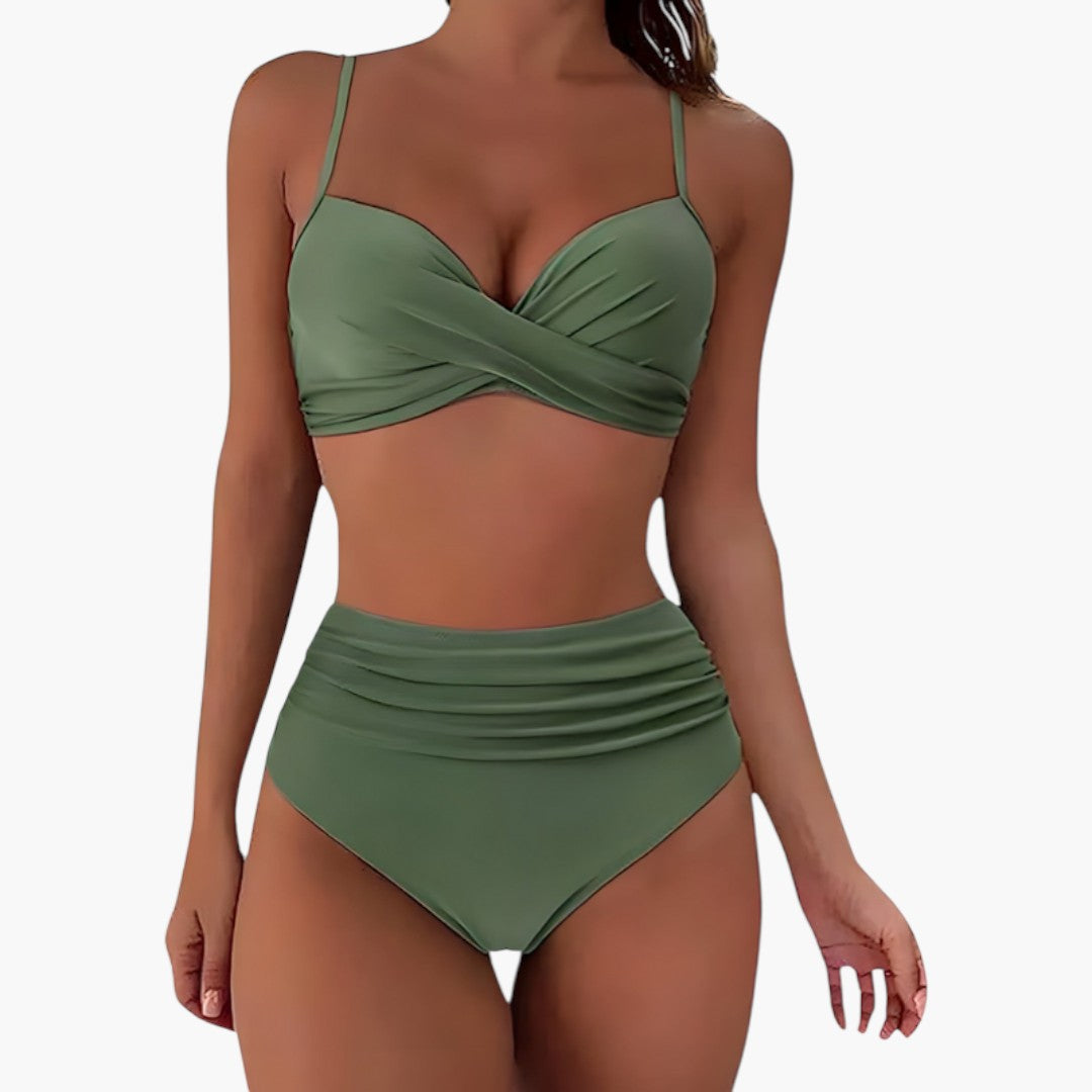 Talia | Women’s High-Waisted Two-Piece Bikini Set with Twist Front Top