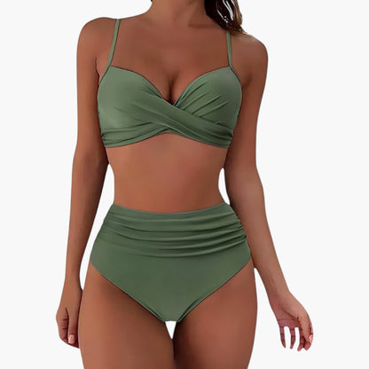 Talia | Women’s High-Waisted Two-Piece Bikini Set with Twist Front Top