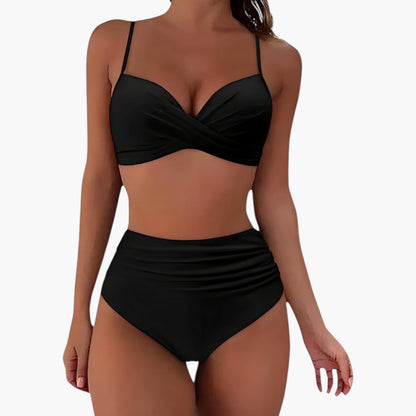 Talia | Women’s High-Waisted Two-Piece Bikini Set with Twist Front Top