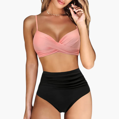 Talia | Women’s High-Waisted Two-Piece Bikini Set with Twist Front Top