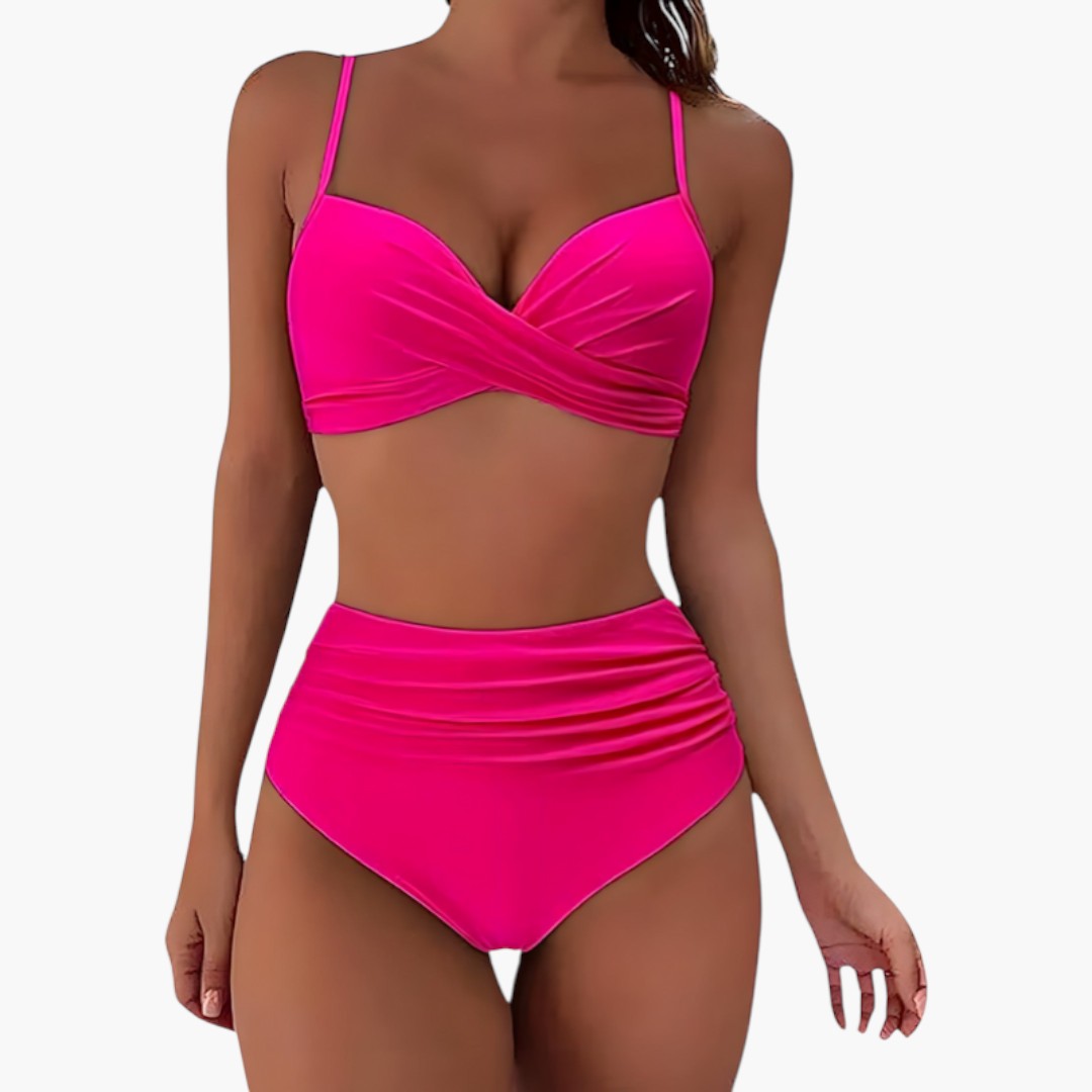 Talia | Women’s High-Waisted Two-Piece Bikini Set with Twist Front Top