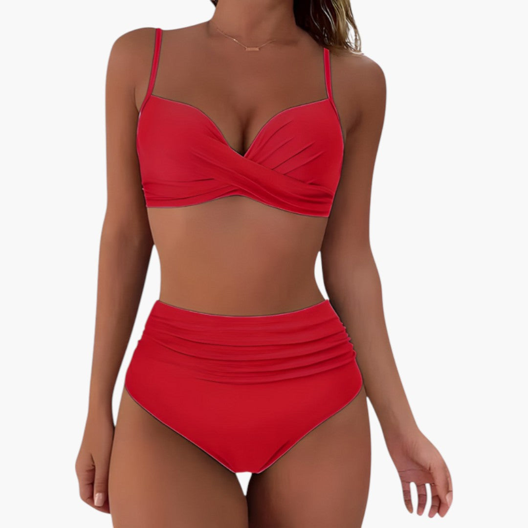 Talia | Women’s High-Waisted Two-Piece Bikini Set with Twist Front Top