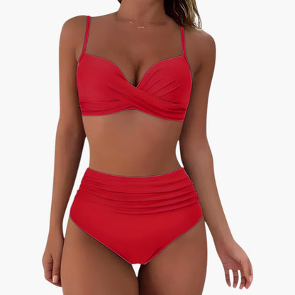 Talia | Women’s High-Waisted Two-Piece Bikini Set with Twist Front Top