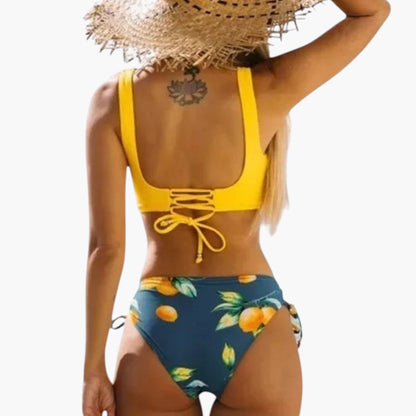 Elise | Women’s Floral Crisscross Strap Bikini Set