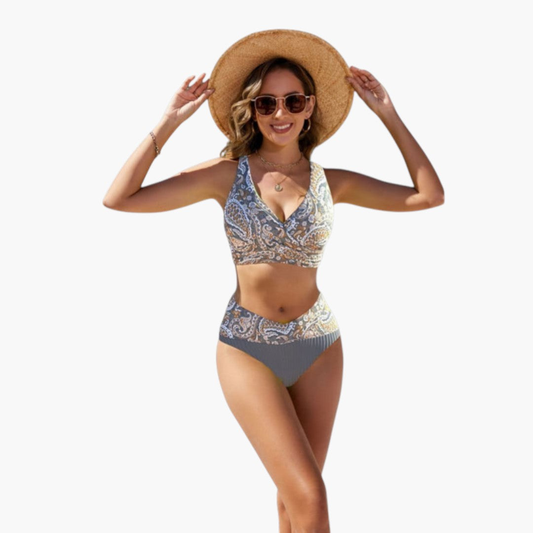 Serena | Women’s Crossed Top Two-Piece Bikini Set with Adjustable Bottom