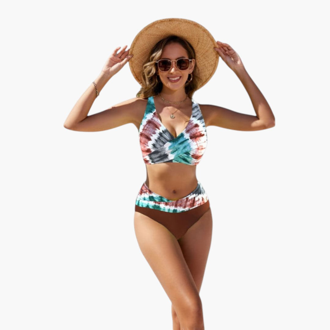Serena | Women’s Crossed Top Two-Piece Bikini Set with Adjustable Bottom