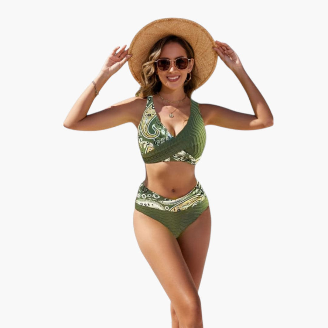 Serena | Women’s Crossed Top Two-Piece Bikini Set with Adjustable Bottom
