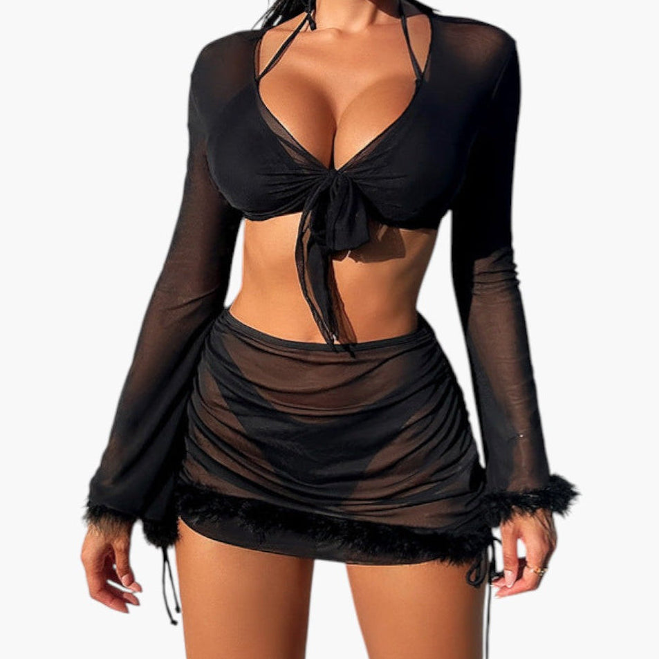 Summer | Women’s Long Sleeve Cover-Up Bikini Set