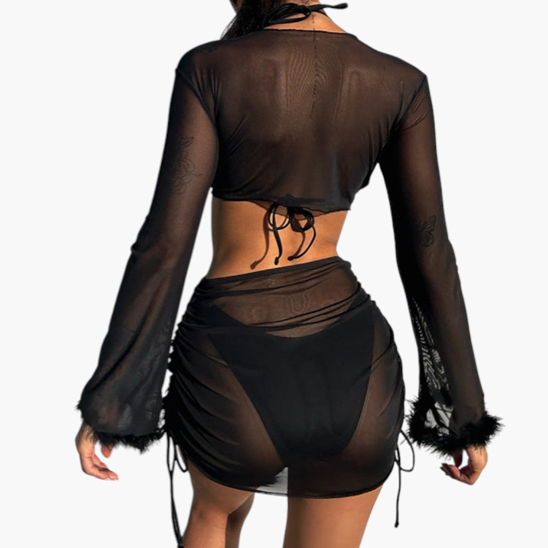 Summer | Women’s Long Sleeve Cover-Up Bikini Set