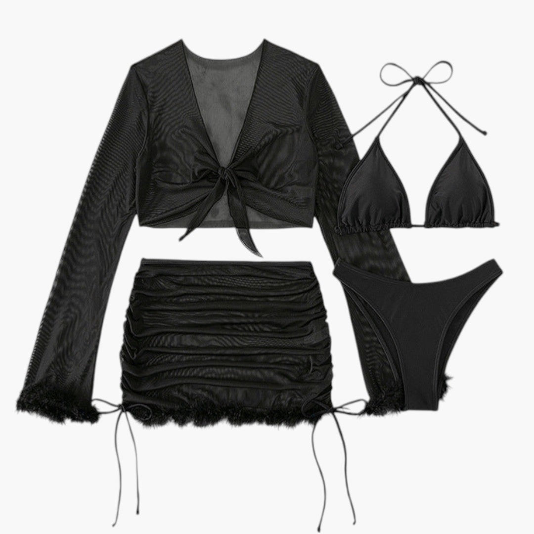 Summer | Women’s Long Sleeve Cover-Up Bikini Set