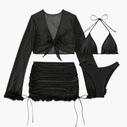 Summer | Women’s Long Sleeve Cover-Up Bikini Set