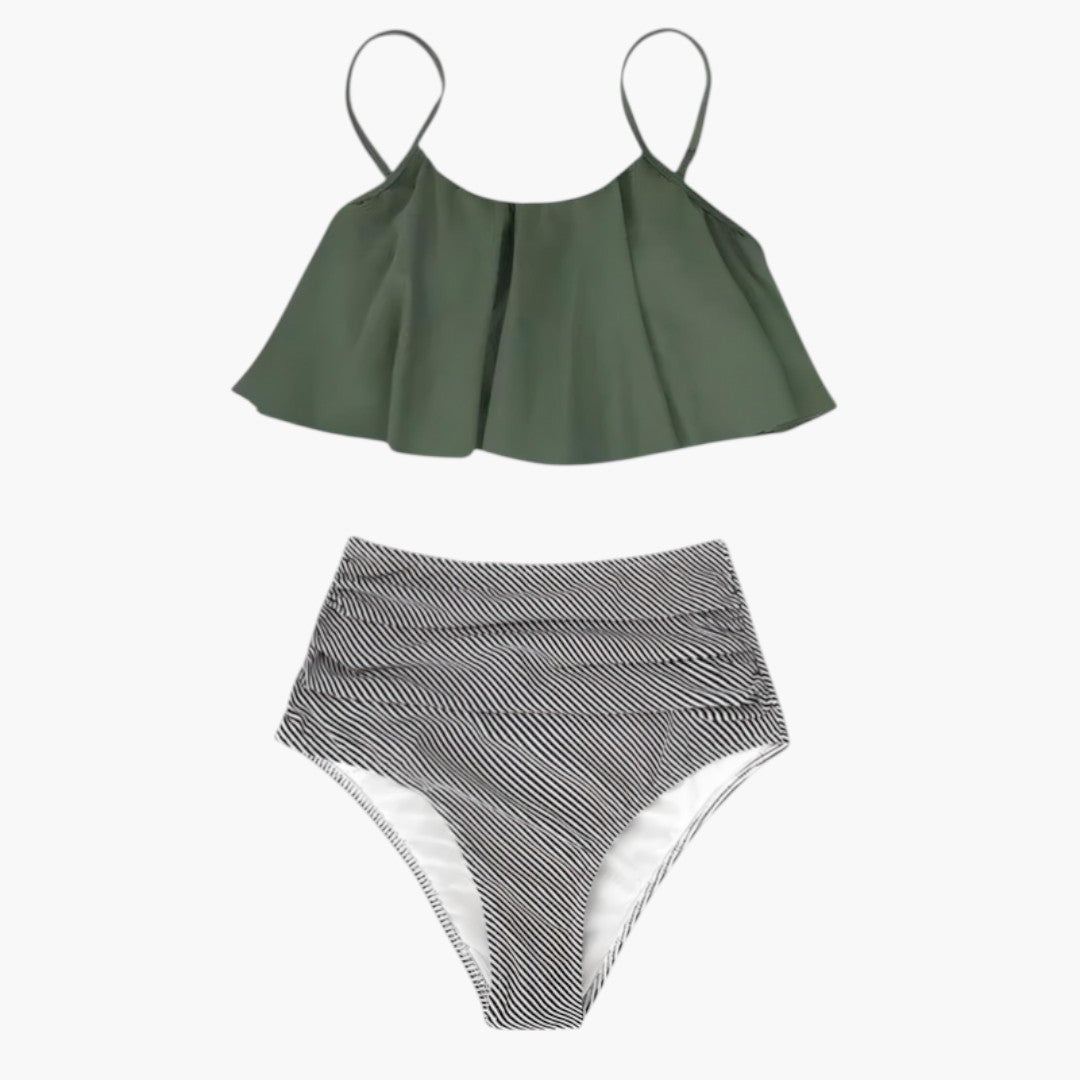 Marin | Women’s Ruffle Top Two-Piece Swimsuit Set