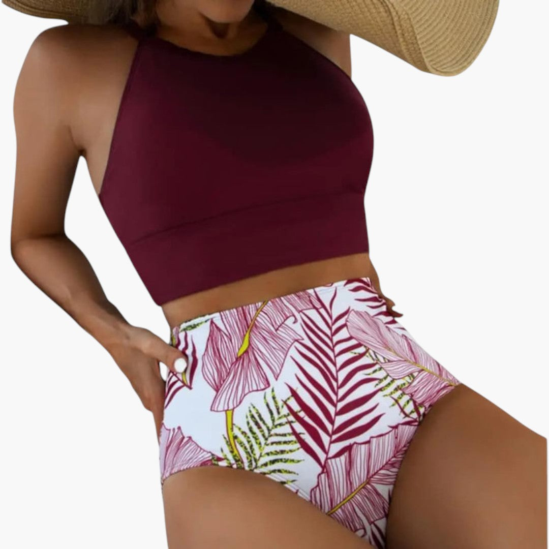 Marley | Women’s Floral Print High-Waisted Two-Piece Bikini Set