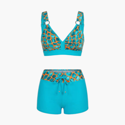 Camryn | Women’s Elastic Waistband Two-Piece Swimsuit Set with Shorts