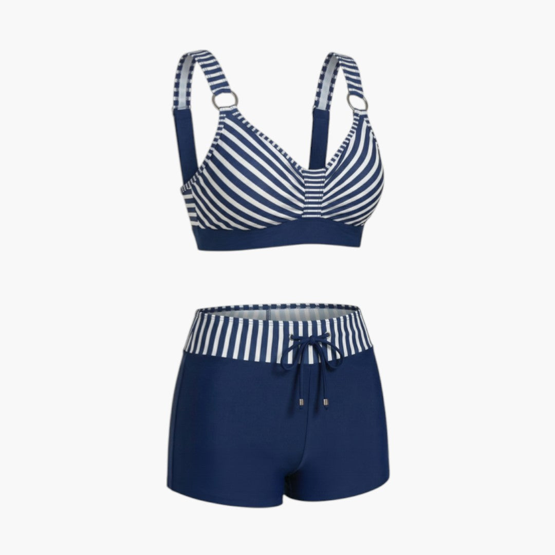 Camryn | Women’s Elastic Waistband Two-Piece Swimsuit Set with Shorts