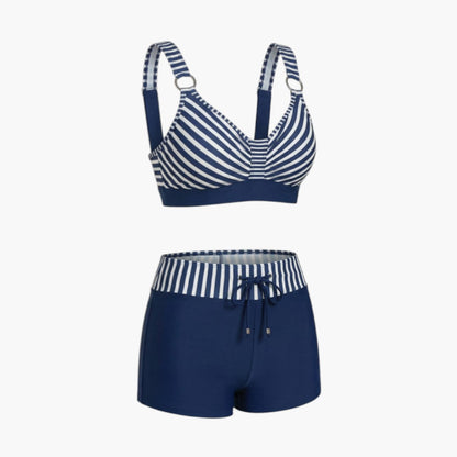 Camryn | Women’s Elastic Waistband Two-Piece Swimsuit Set with Shorts